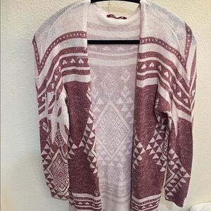 Elegant Women's Knit Cardigan - Maroon and Cream